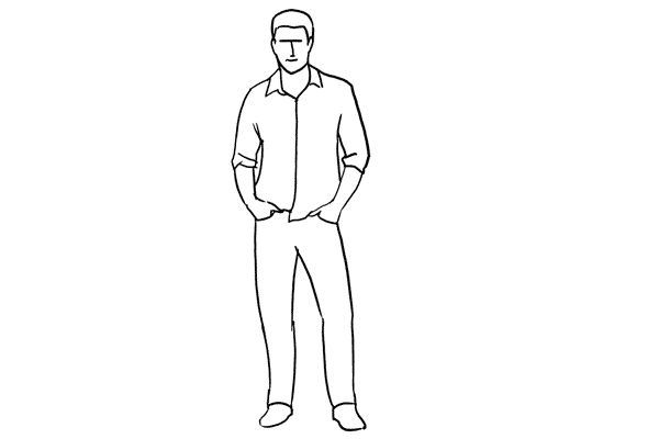 (4) 一個很隨意的pose，男生可以把手全放或半放在褲袋中 ，這樣拍出來比較自然。