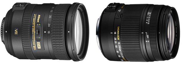 (左) Nikon 18-200mm VR II (右) Sigma 18-250mm f3.5-6.3 dc macro os hsm